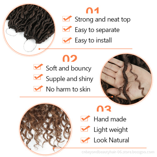 Goddess Locs Crochet Braids Synthetic Hair Extensions Twist River Braiding Ombre Brown Faux Locs With Curly For Black Women